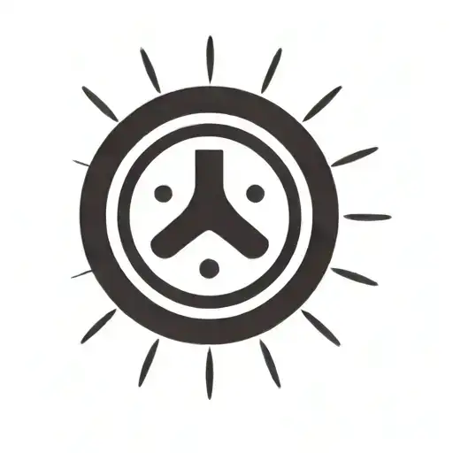 A Black And White Circle With A Sun In The Middle