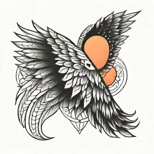 A Geometric Design Incorporating Wings And A Sunset