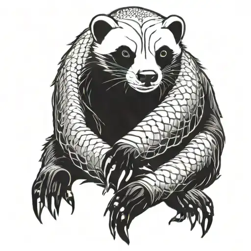 Honey Badger And Snake Wrapped Arms Around Herself