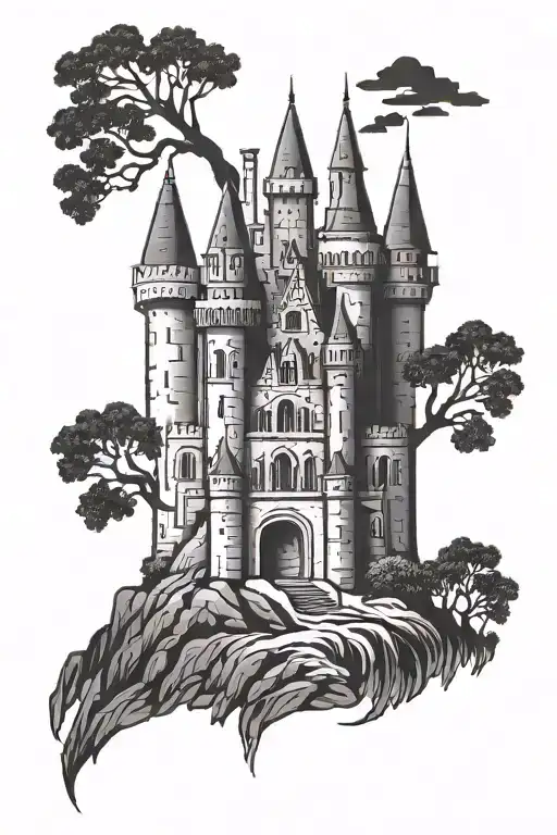 Flat Black Castle Silhouette