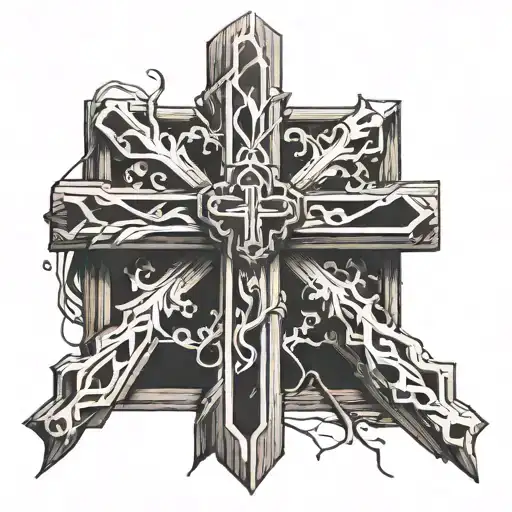 A Wooden Cross That Has Broken Peices