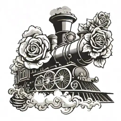 Train With A Rose Coming Out Of The Smoke Stack