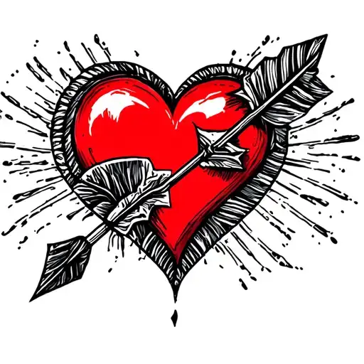 Red Heart With Arrow In It
