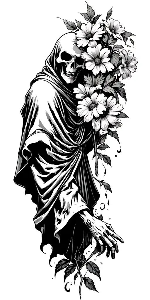 Grim Reaper Pulling Life From Flowers Coming