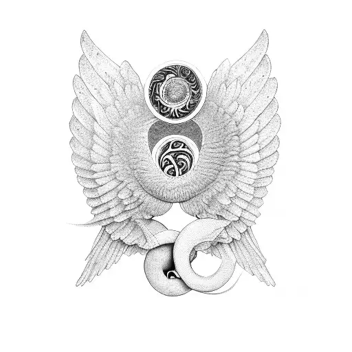 Wings With Ying Yang Symbol In The Middel