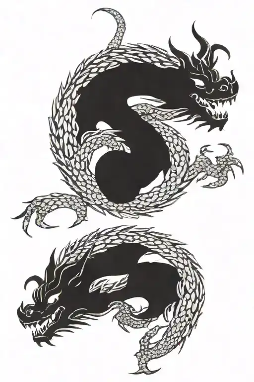 Two Dragon Facing One Another Tattoo