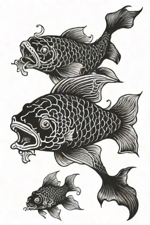 Black Koi With Red Accents