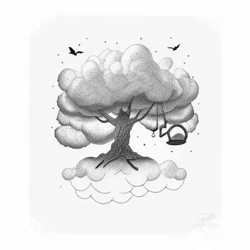 Tree With Swing And Clouds