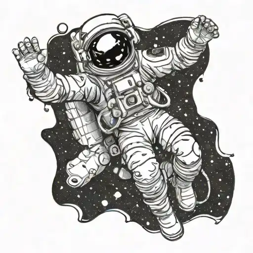 Astronaut Floating In Space Looking Straight