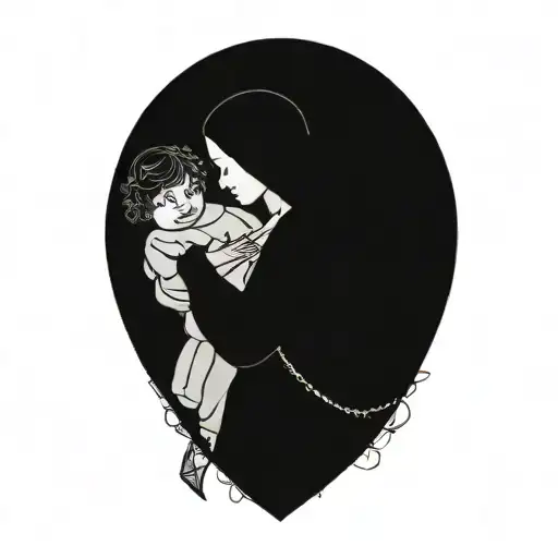 Mother Carrying Two Children