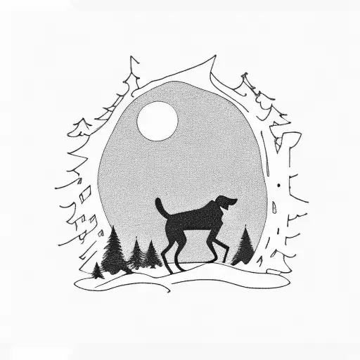 A Silhouette Of A Hiker And Their Loyal Dog On A Misty Forest Trail