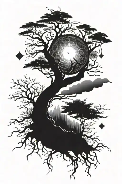 Sun Space And Life Tree