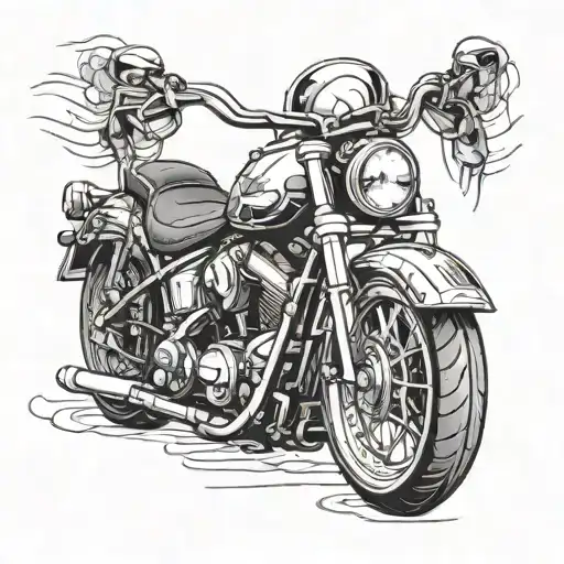 Incorporate A Chopper Motorcycle Into A Skull Design