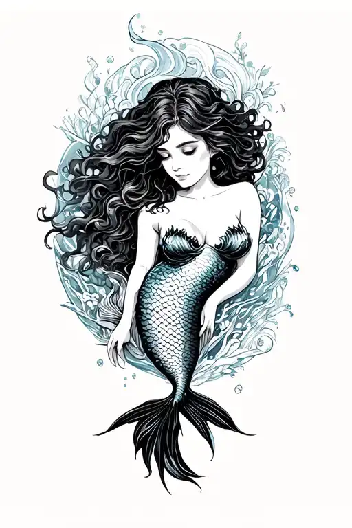 Mermaid Queue Joining Twice In Suminagashi