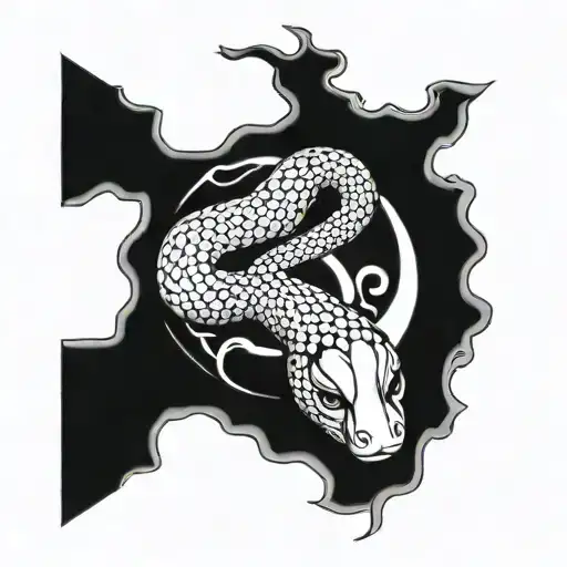 Ying And Yang With A Snake Around It