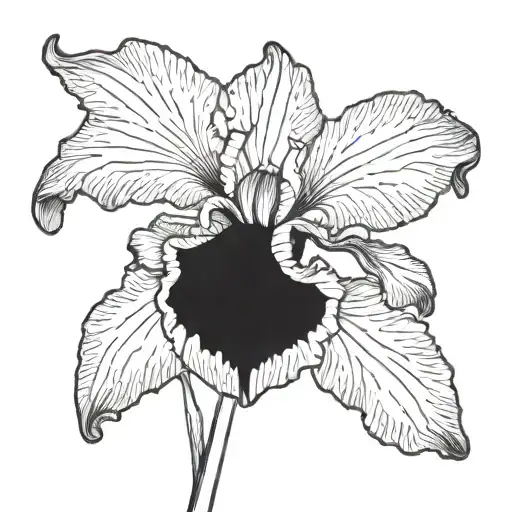 A Single Black Bearded Iris Flower