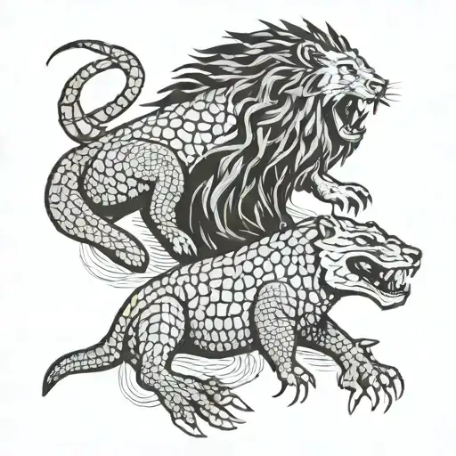 Lion And Crocodile