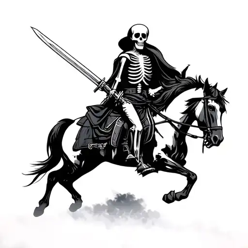 Skeleton With A Sword Riding A Horse