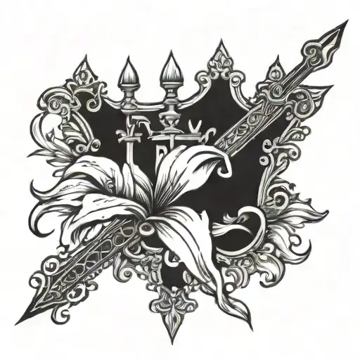Royal Lily With A Sword And A Crown
