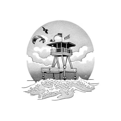 Lifeguard Tower Overlooking The Ocean