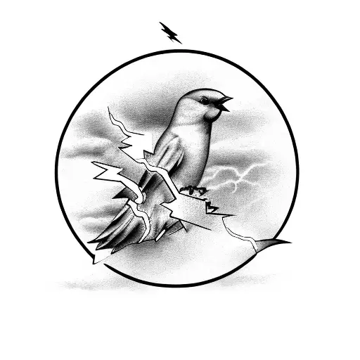 A Yellow Canary Breaking Free From A Storm Cloud With Lightning Bolts Piercing Through It