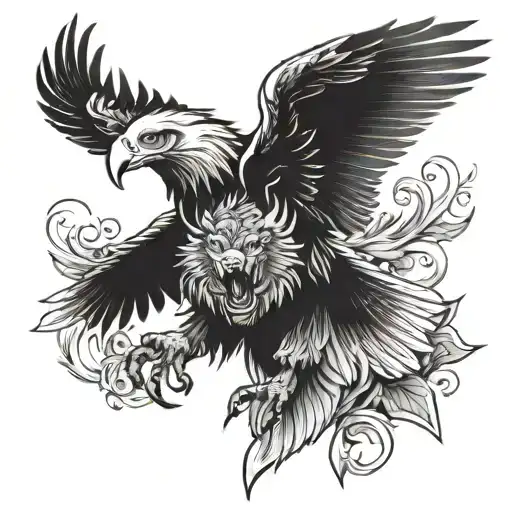 Eagle And Tiger Tattoo Design