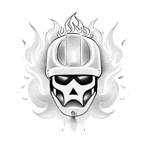Fire Helmet With Flames