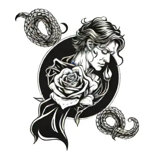 Male Virgo With Rose And Snake