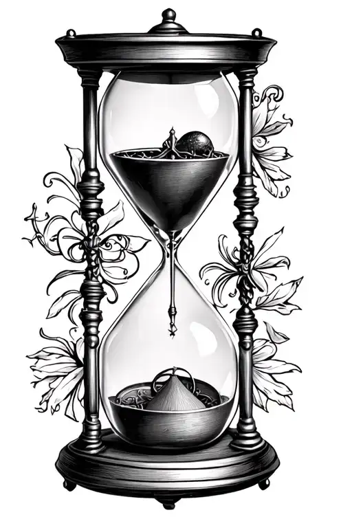 A Hourglass With A Medieval Still Pocket Watch With A Sentence To Encourage Latin