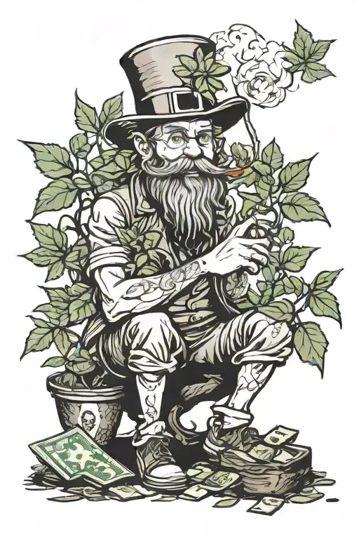 Ghetto Leprechaun Smoking Weed On Money Tree Growing