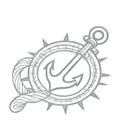 Anchor And Nautical Wheel Minimal