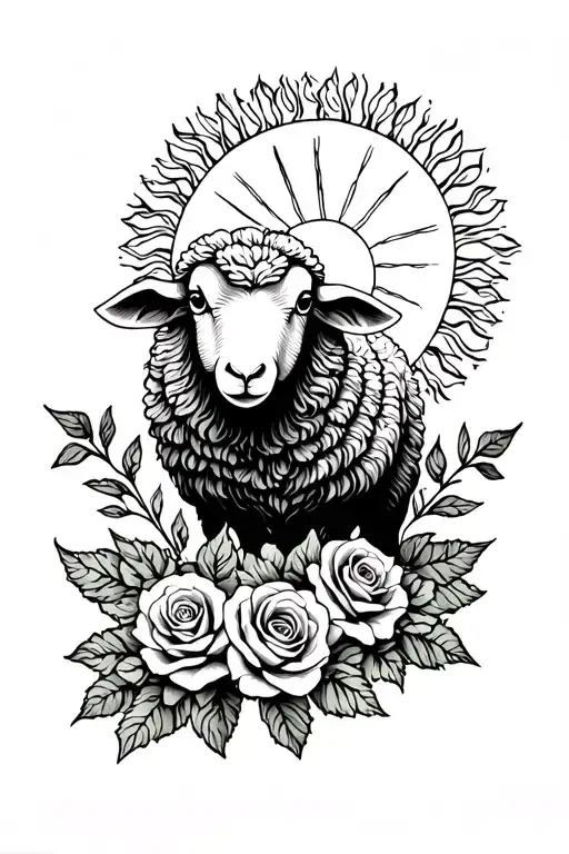Black Sheep With Sun And Roses