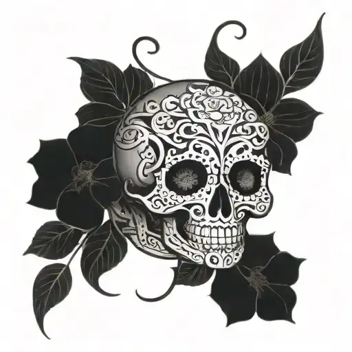Mandala Skulls Flowers Intertwining Vines Creepy Pretty