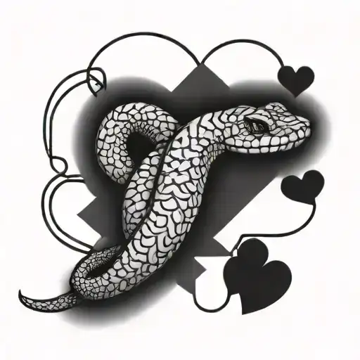 A Coiled Up Snake Laying Infront Of A Broken Heart