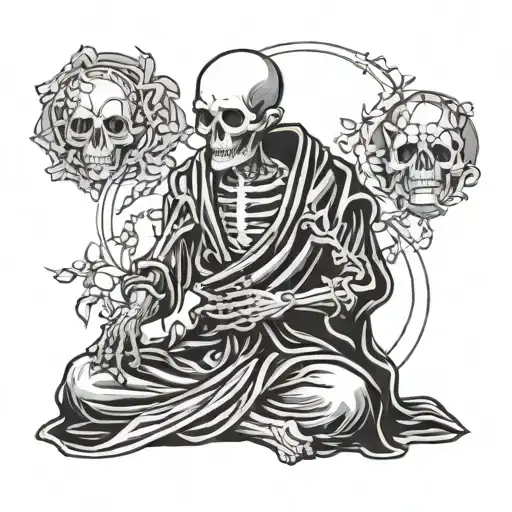 Skeleton Monk Meditating