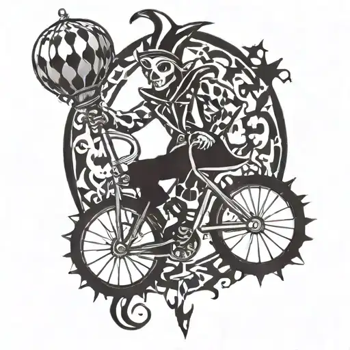 Gothic Jester Riding A Unicycle
