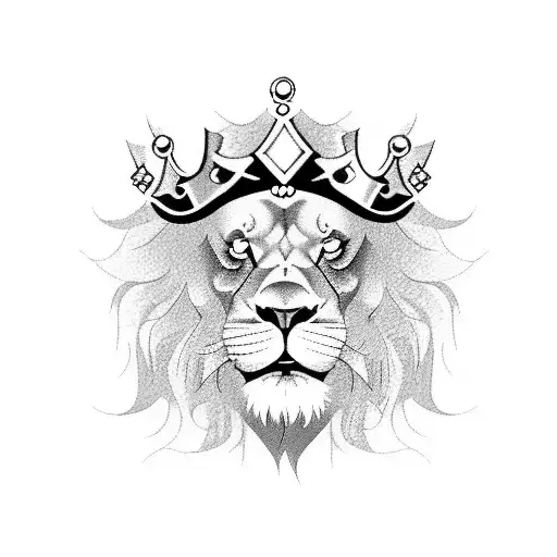 Angry Lion Roaring With A Crown On Its Head