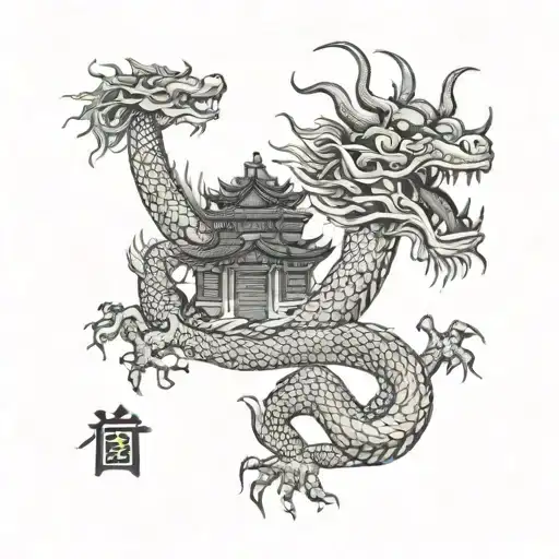 Traditional Chinese Patrons With Dragon