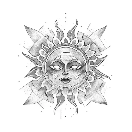 A Sun Tattoo That Around Some Broken Chains