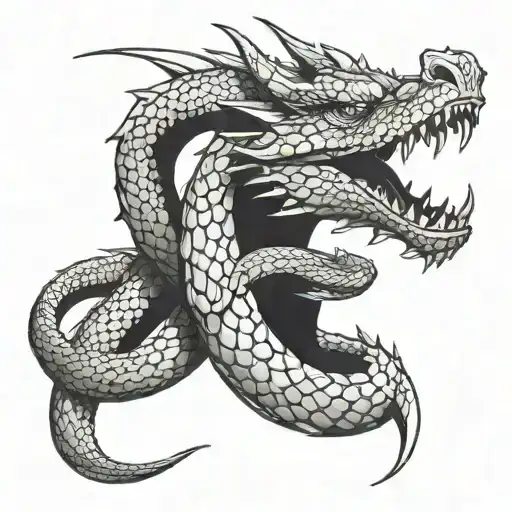 A Dragon Wrapped Around A Snake Shield
