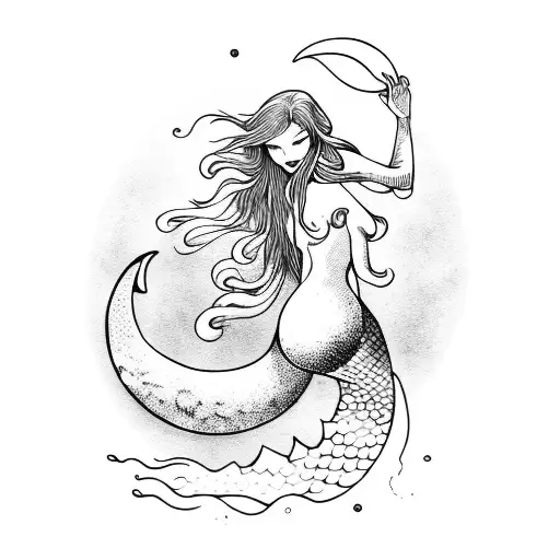 Mermaid With Moon