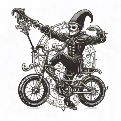 Gothic Jester Riding A Unicycle