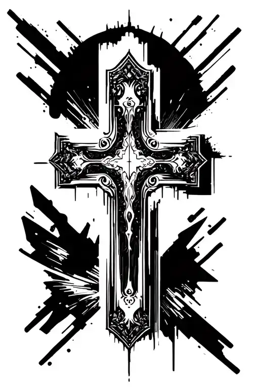 Christian Cross Glitched