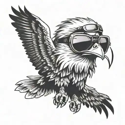 Eagle With Big Aviators On With Smoke Behind The Eagle