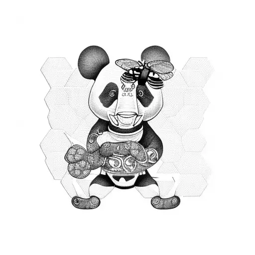 Panda Wearing A Bee Costume Riding An Elephant