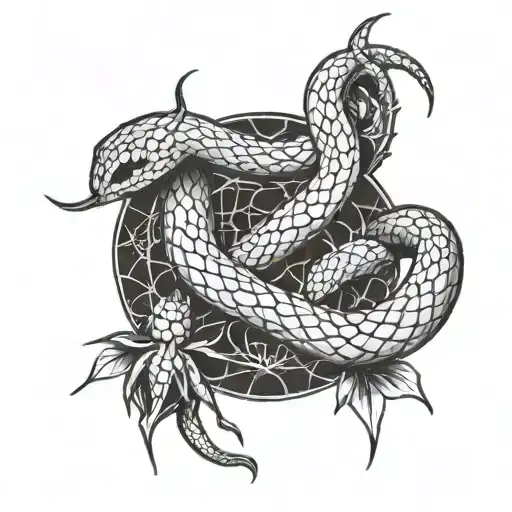 Snake And Spider With Thorns