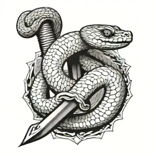 Snake And Japanise Sword