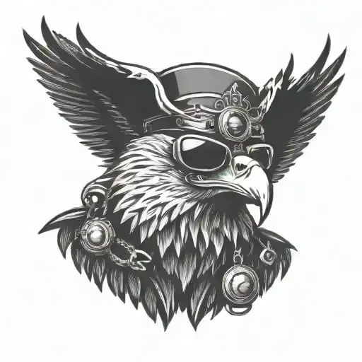 Eagle With Big Aviators On With Smoke Behind The Eagle