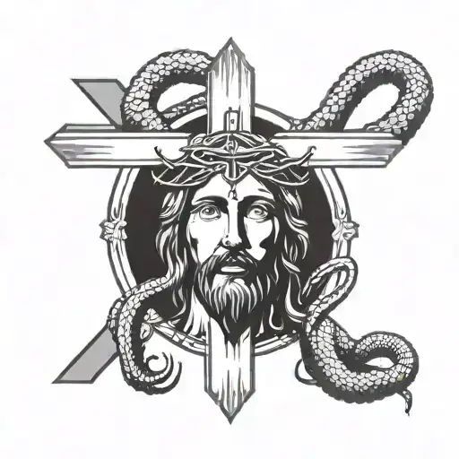 Jesus Cross With Snake Around It