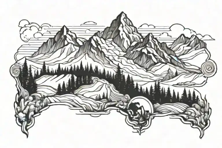 Mountain Landscape The Word Free Under It